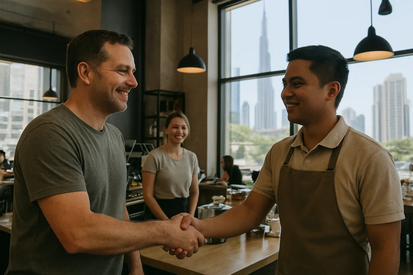 Employer and candidate handshake